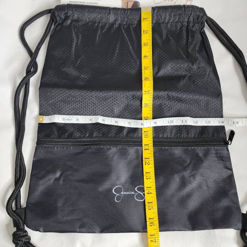 Jessica Simpson Drawstring Cinch Bag Water Resistant Black Travel Bag NWT - Picture 6 of 11